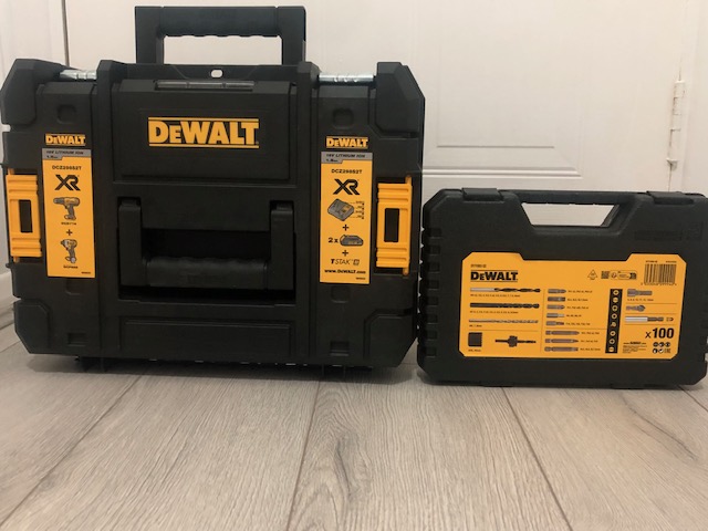 Dewalt cordless combi drill & impact driver with multi-material combination drill bit set 100 pieces