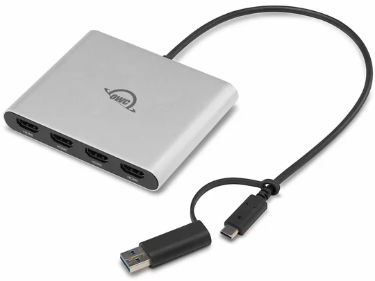 Owc usb‑c quad hdmi splitter 4k display adapter 4× 4k displays, 90w pd