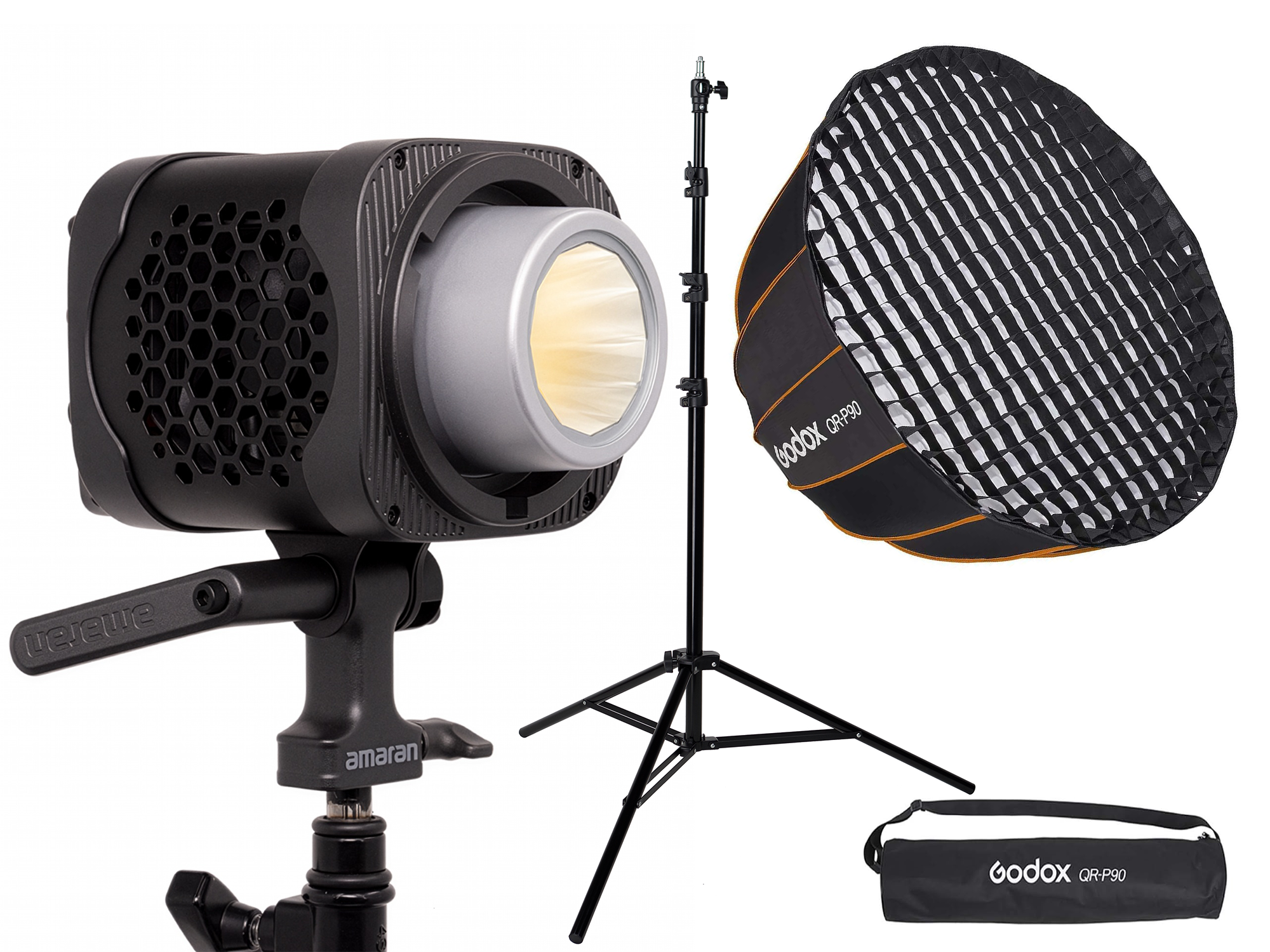 Studioljus + ø90 parabolisk softbox + stativ