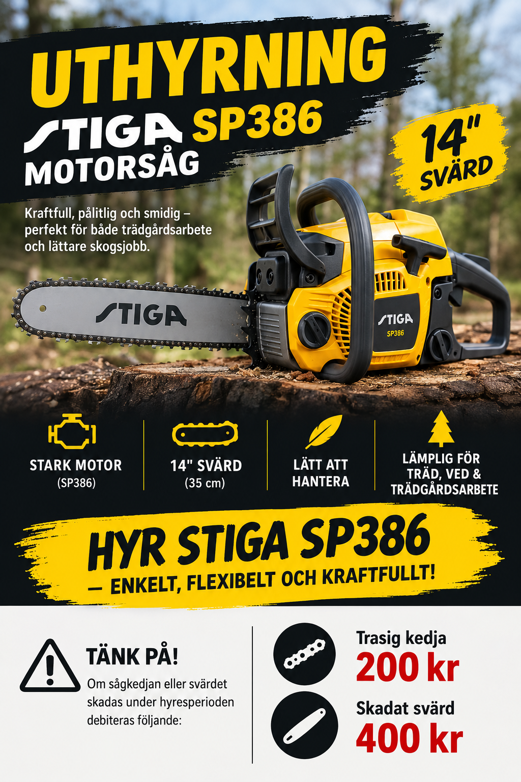 Motorsåg inklusive full tank