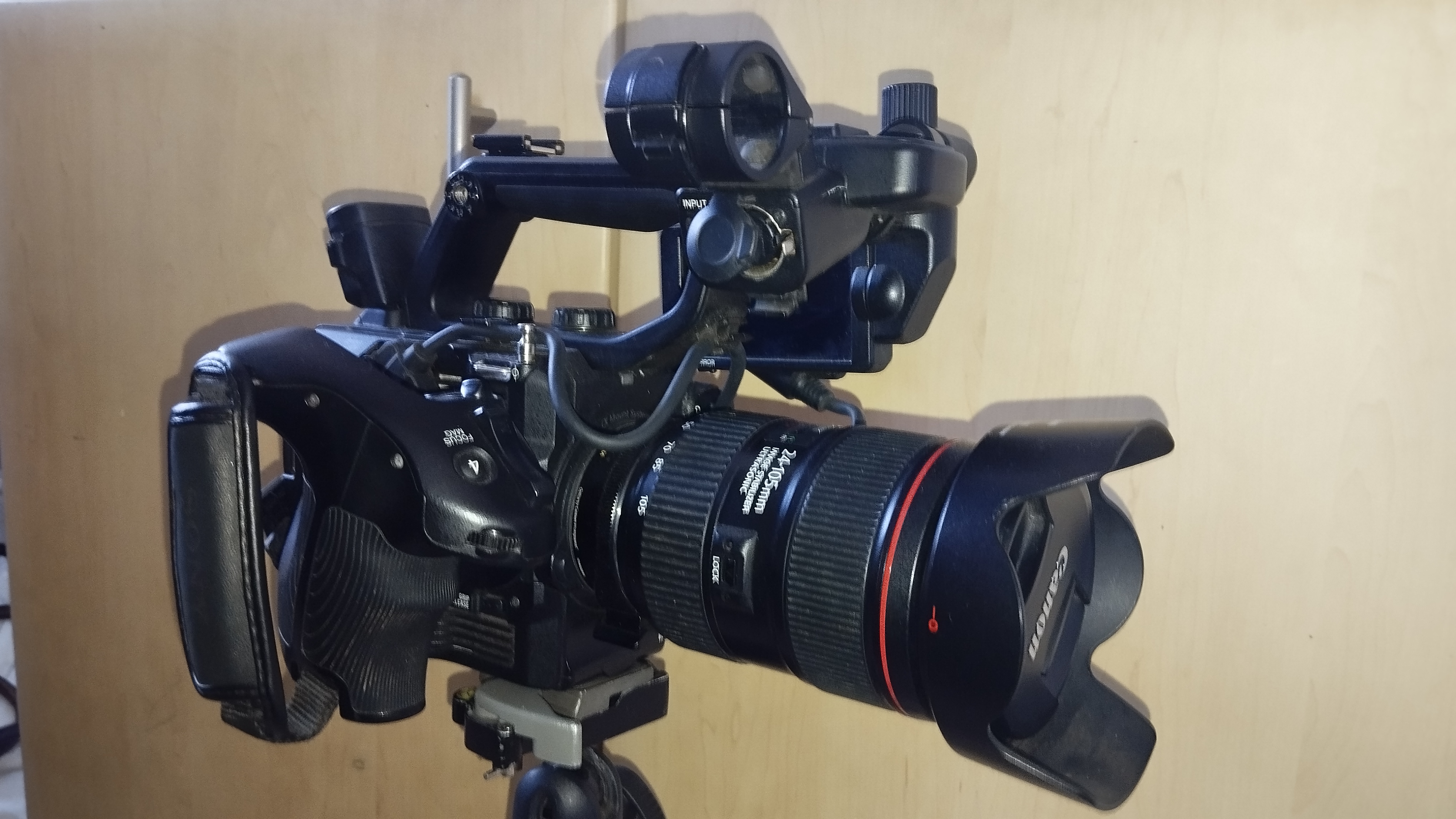 Sony fs5 mkii with canon 24-105 ef lens and rode radio mics and tripod
