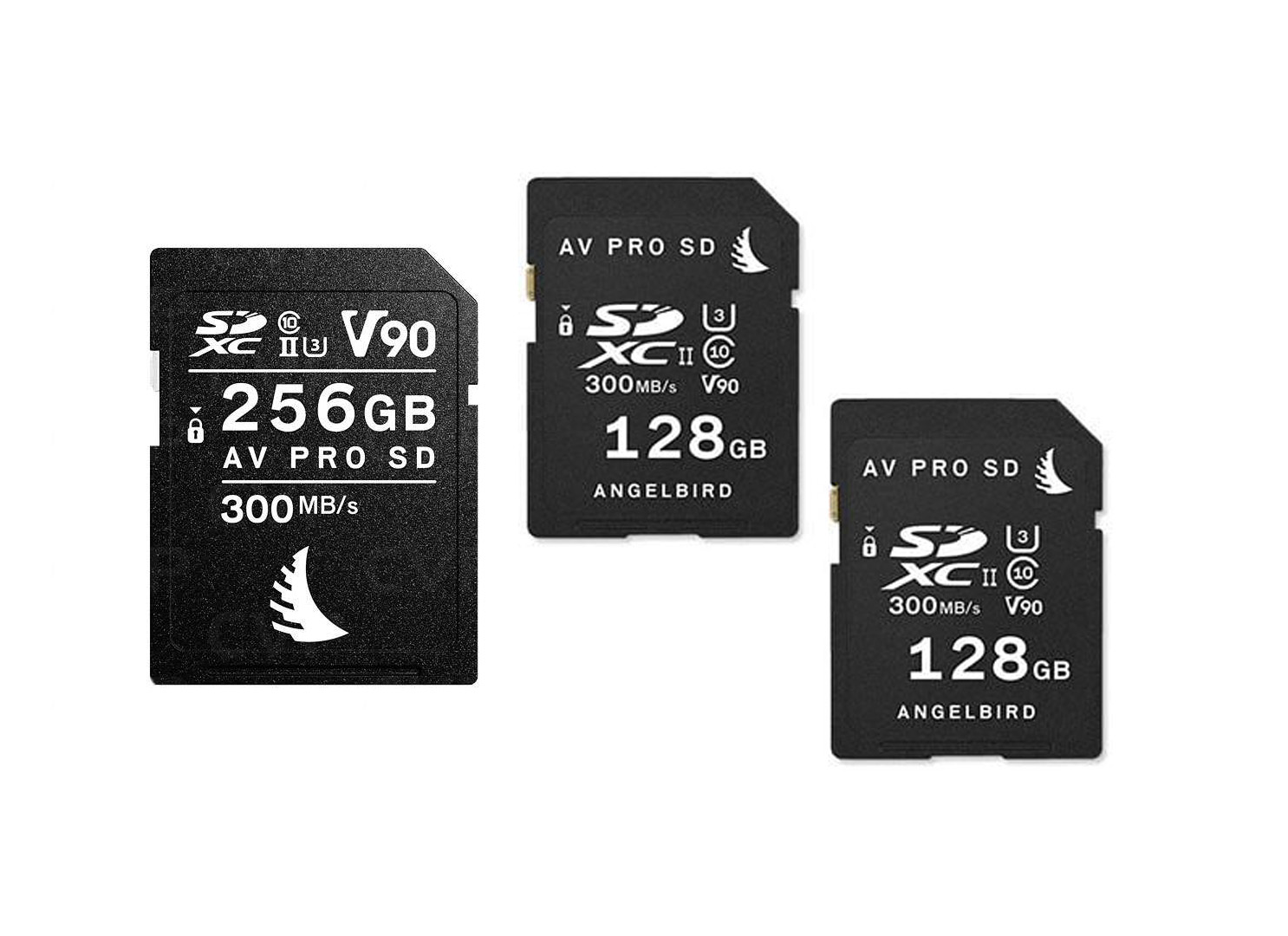 3 x angelbird media cards - 1 x 256 + 2 x 128 gb 