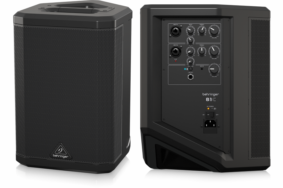 Pair of behringer b1c battery powered portable pa with bluetooth