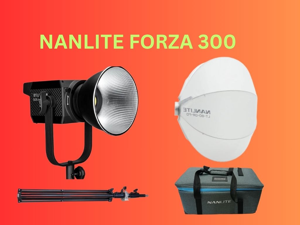Nanlite forza 300 video light with softbox latntern