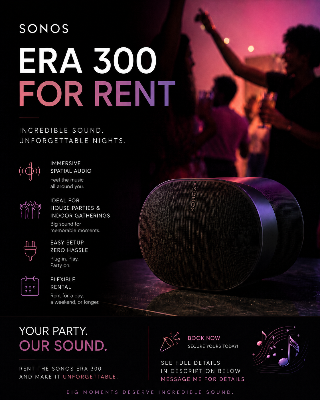 Sonos era 300 dolby atmos bluetooth speaker – party & event hire