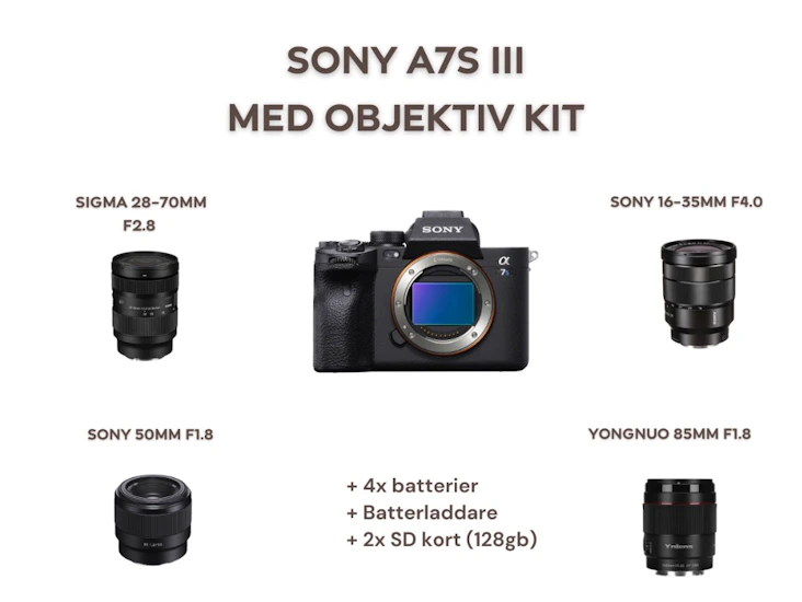 Sony a7s 3 med 4 objektiv