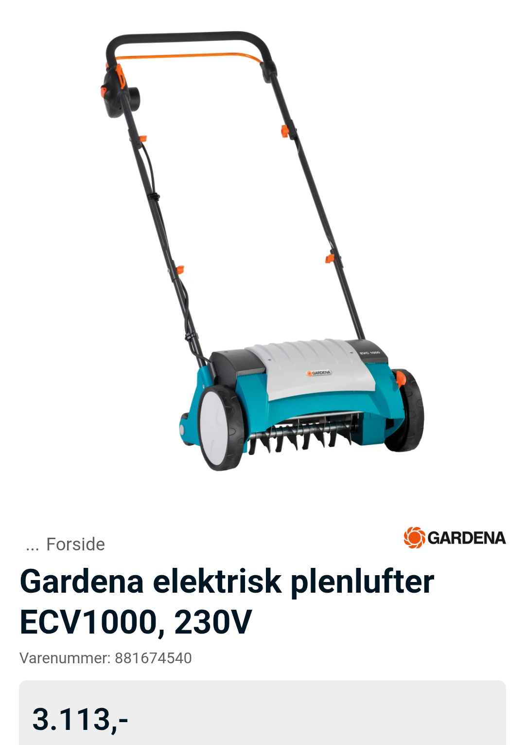 Gardena elektrisk plenlufter ecv1000