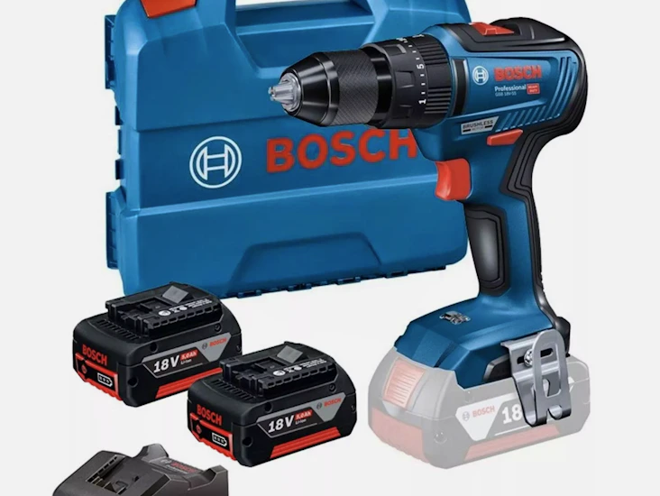 Bosch 18v gsb 18v-55 brushless combi hammer drill - 2 x 5.0ah battery + l case