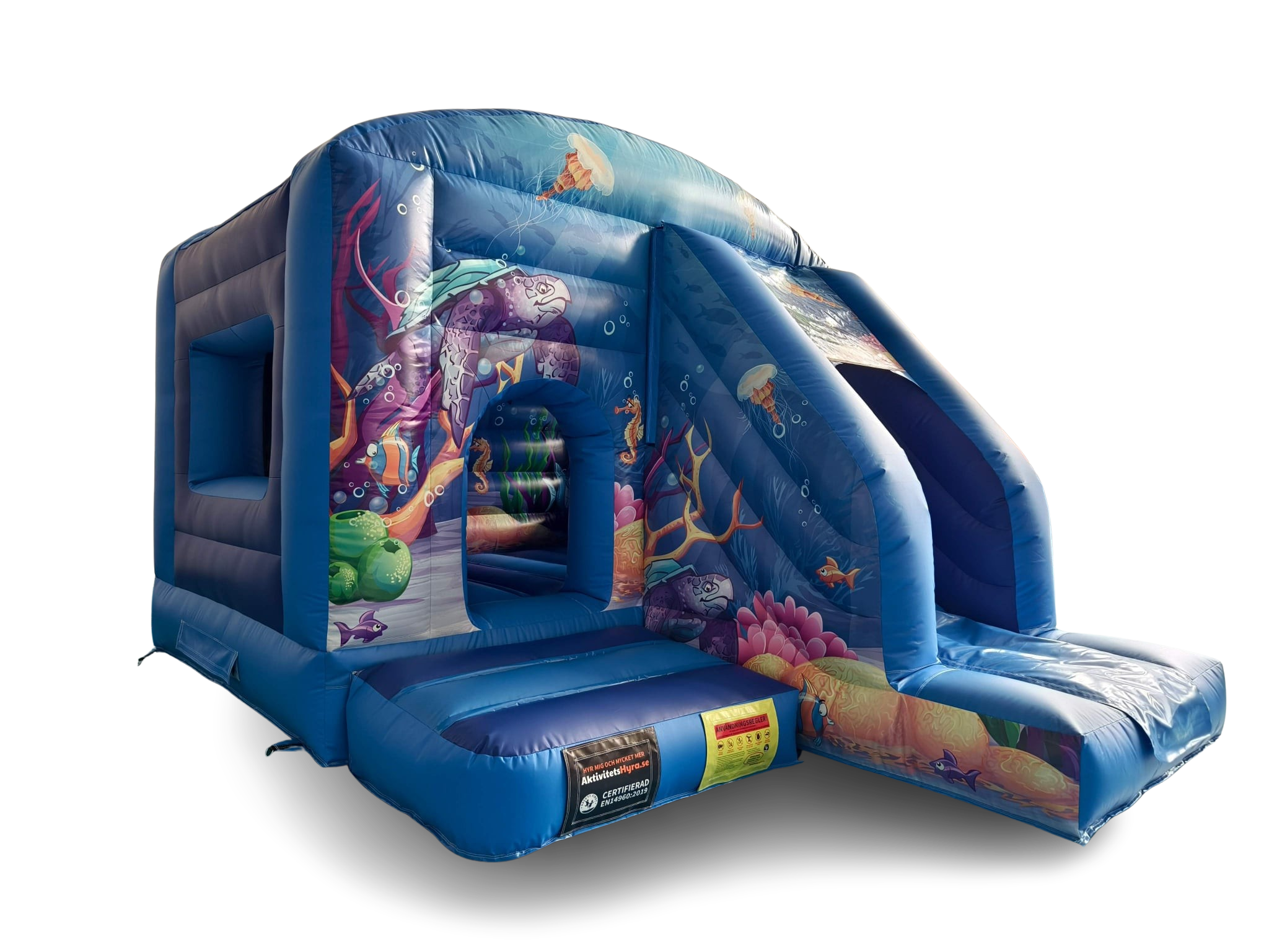 Hoppborg vattenvärlden med rutschbana