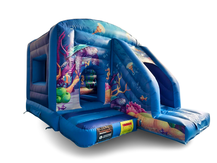 Hoppborg vattenvärlden med rutschbana