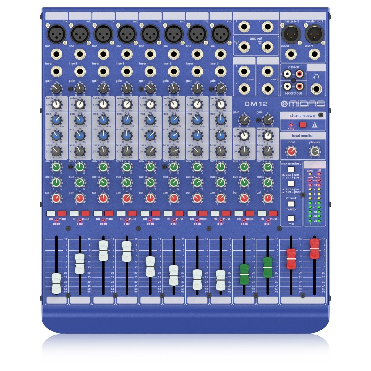 Midas dm12 12 channel analog mixer with 4 x 5m xlr cables