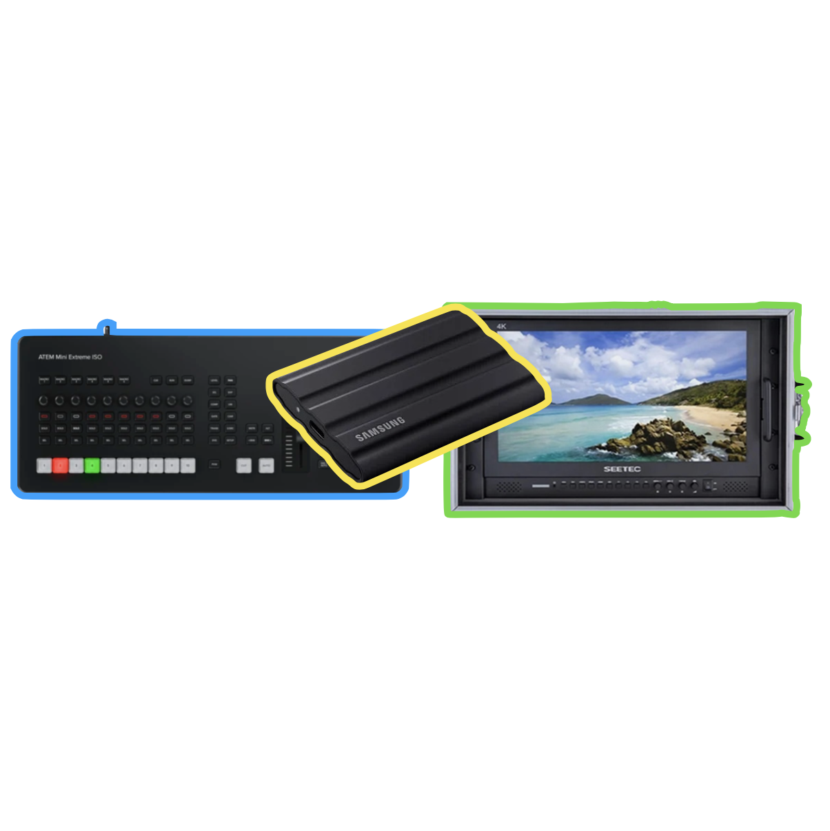 Blackmagic atem mini extreme iso g2 + monitor + 2tb ssd