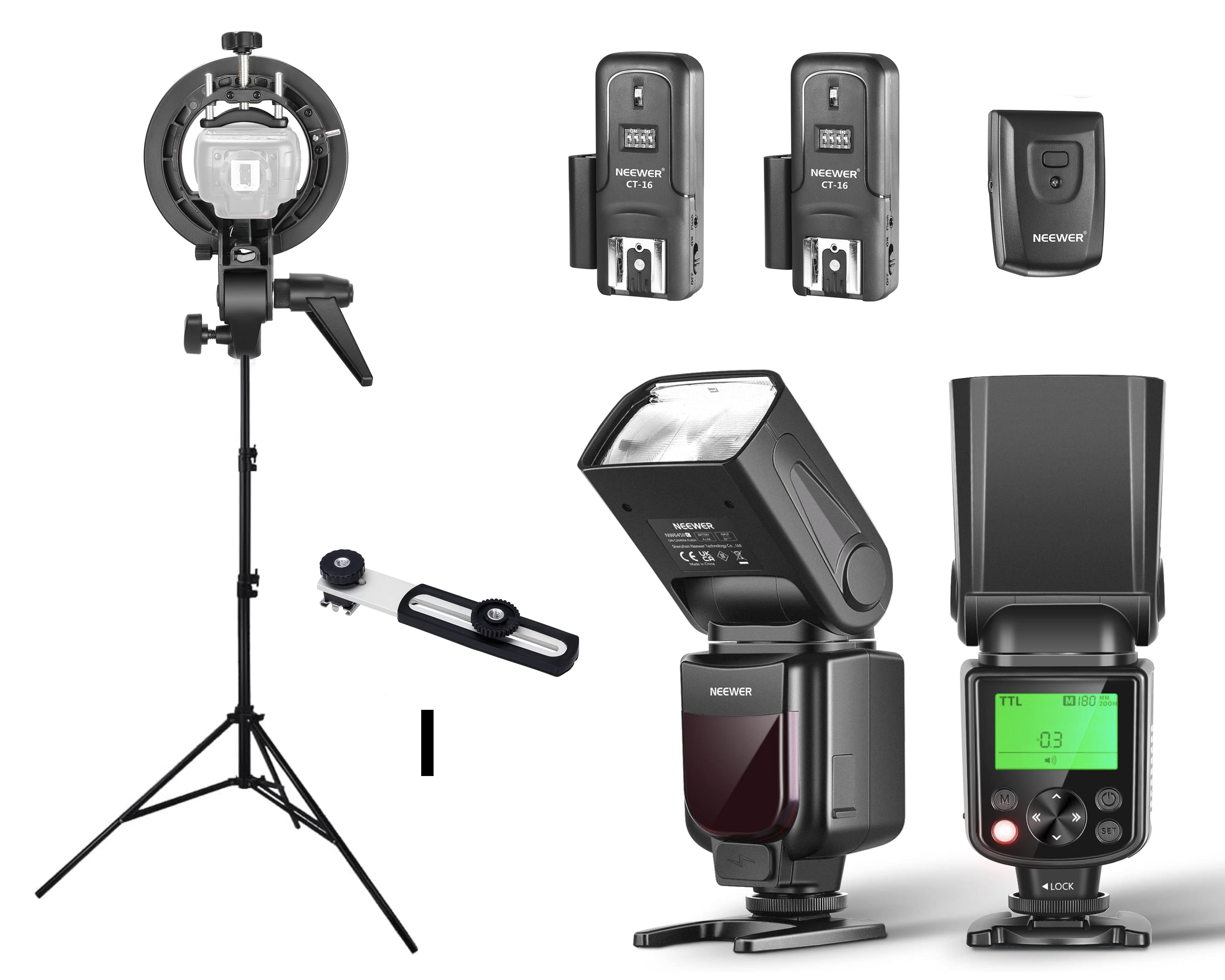 2 neewer flash speedlights with accesorries compatible with canon