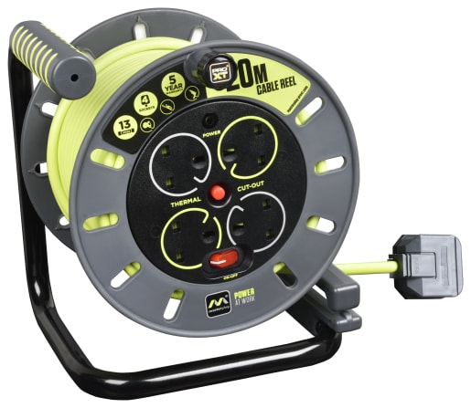 High visibility 20m extension lead reel