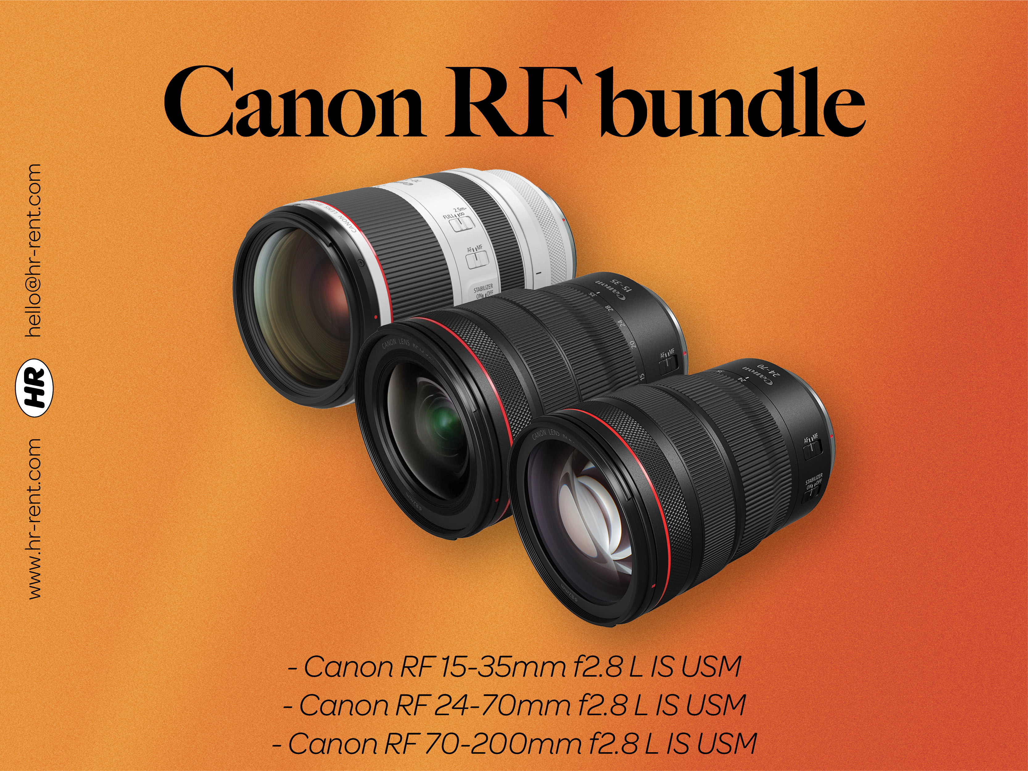 Canon  rf 15-35mm f2.8 + rf 24-70mm f2.8 + rf 70-200mm f2.8 lenes (canon rf 15-35 + 24-70 + 70-200)