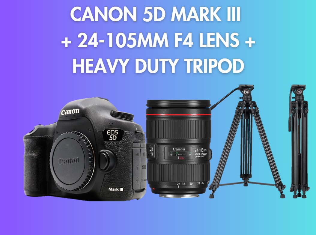 Canon 5d mark iii + 24-105mm f4 lens + heavy duty tripod