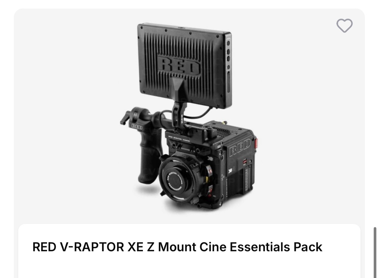 Red v-raptor xe z mount camera kit