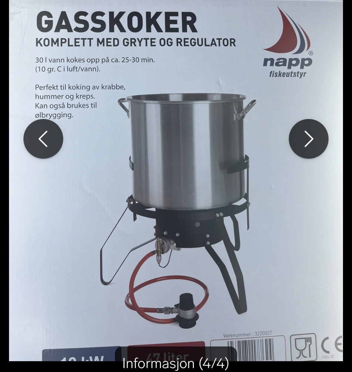Krabbekoker 47liter