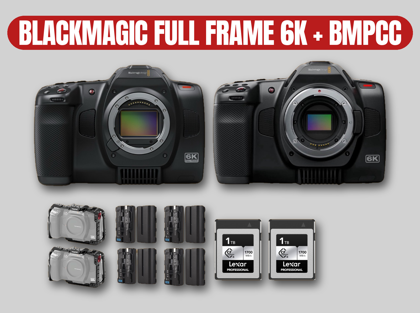 Blackmagic full frame 6k & bmpcc 6k pro cinema camera kit | dual camera / full frame / 6k