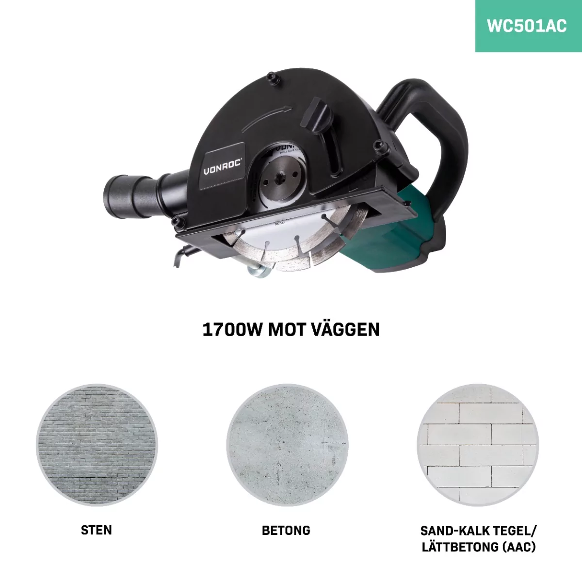 Betongspårfräs 1700w – 150mm | inkl. 2 diamantskivor