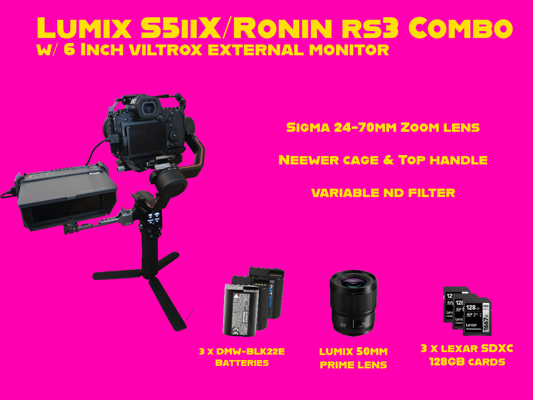 Panasonic lumix s5iix full frame camera / dji ronin rs3 with 6'' field monitor