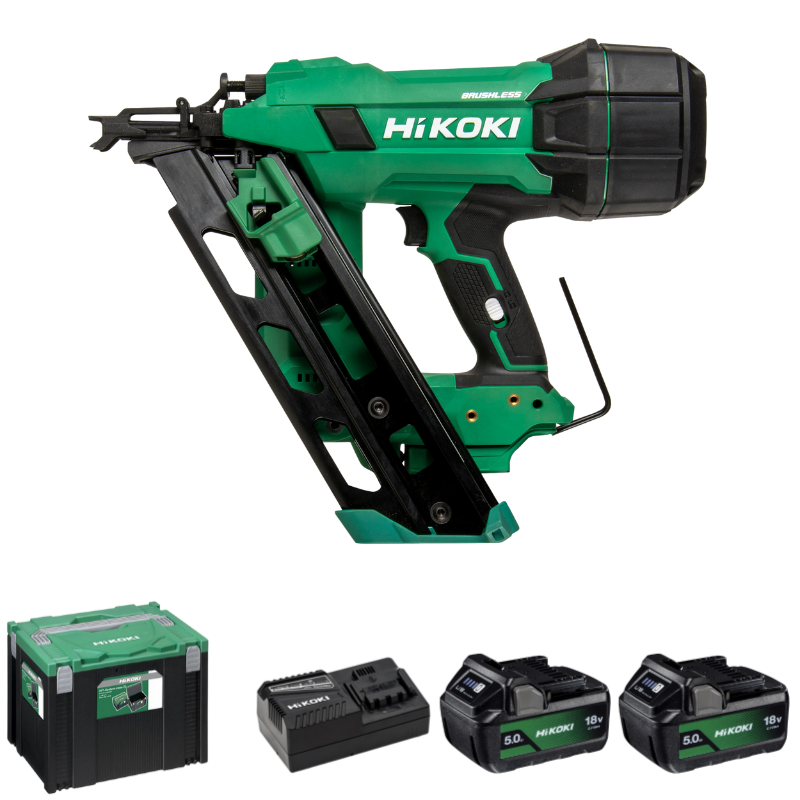 Hikoki nr1890dca spikpistol 18v (2x5,0ah) – 50–90 mm, 34°