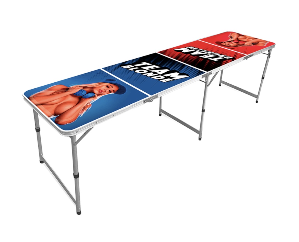 Beerpong-bord – team blonde vs. team brunette (240 cm)