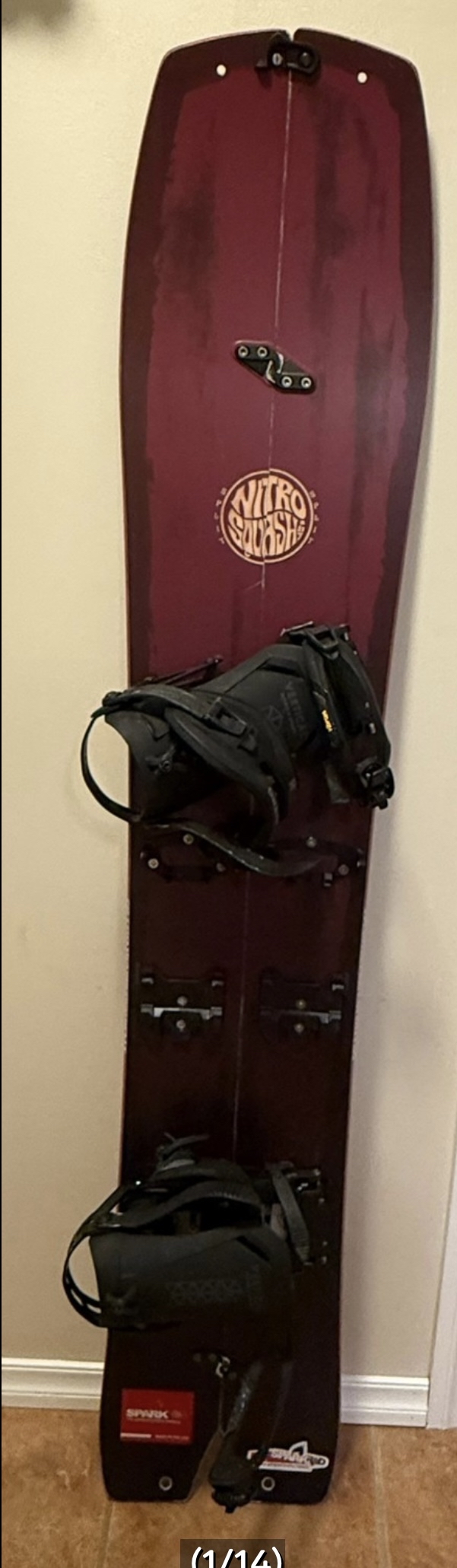 Nitro squash splittboard med feller, staver og skredutstyr