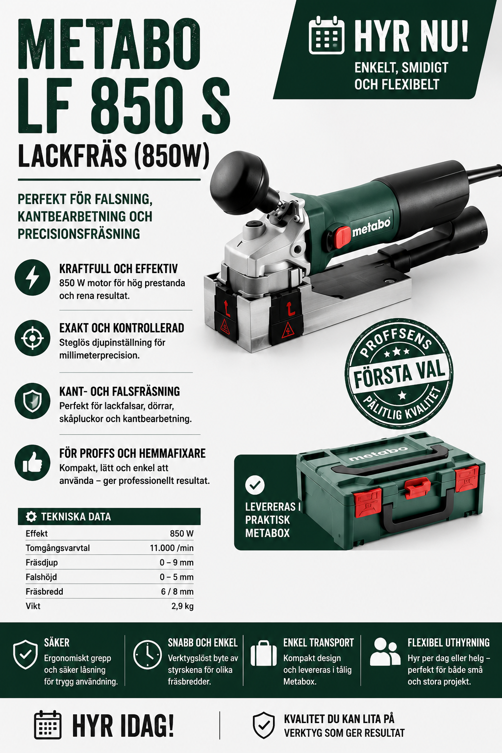 Metabo lf 850 lackfräs 