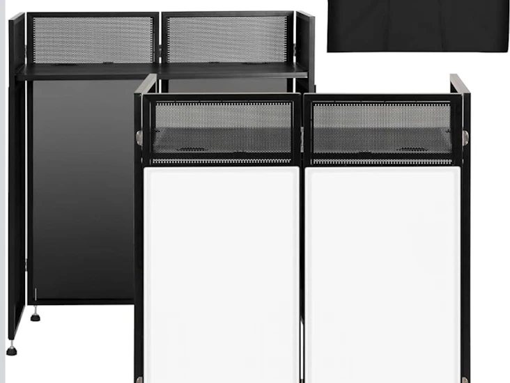 Foldable dj booth/table - black metal frame with carry case