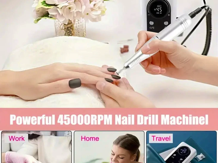 Ultra quiet 45,000 rpm portable electric nail drill machine