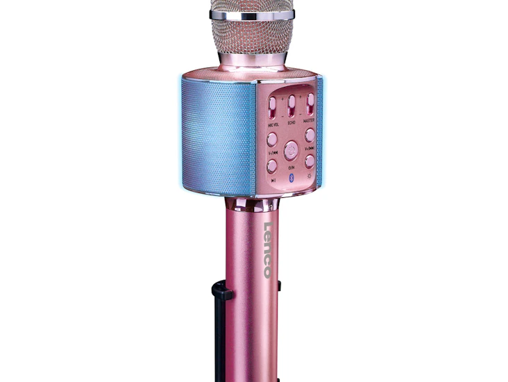 Lenco bmc-180pk - bluetooth karaoke mikrofon med högtalare & belysning - rosa