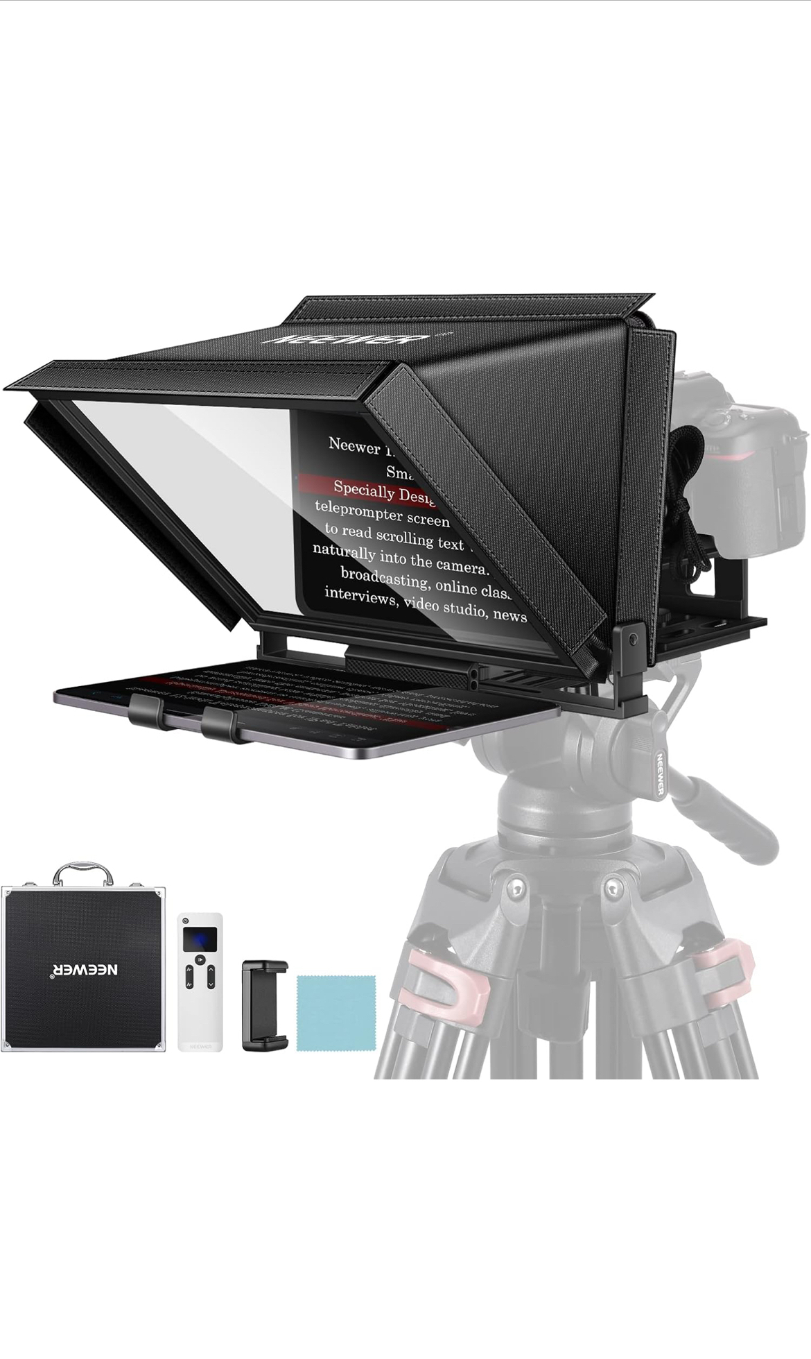 Neewer x12 14 inch teleprompter for ipad, tablet, smartphone dslr cameras with