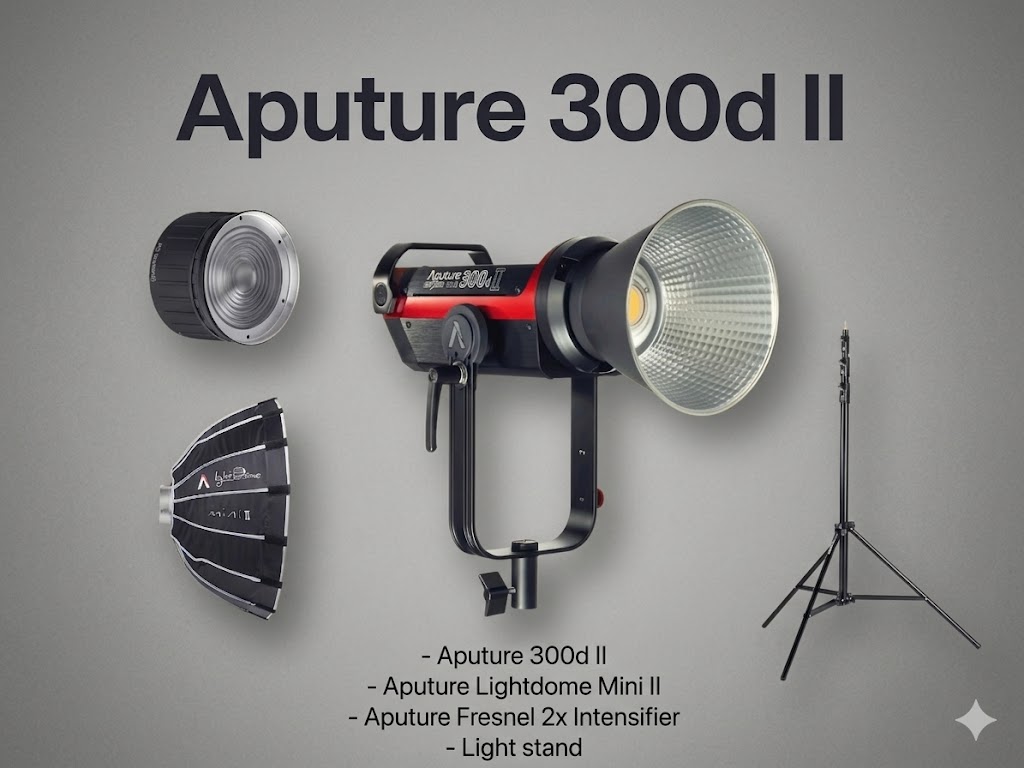 Aputure 300d ii led cob package: softbox, fresnel & stand