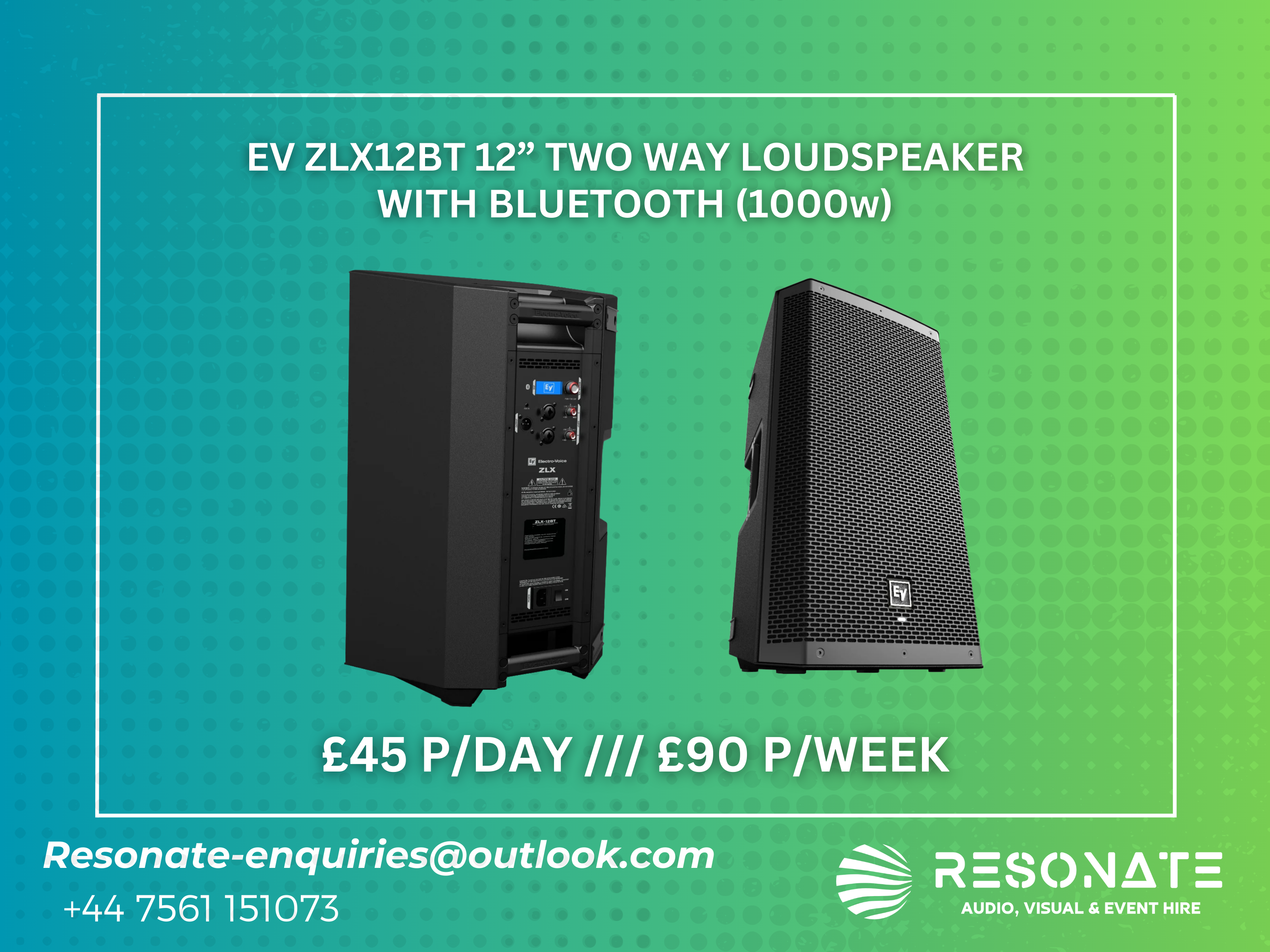 Ev zlx12bt 12” two way loudspeaker with bluetooth (1000w)