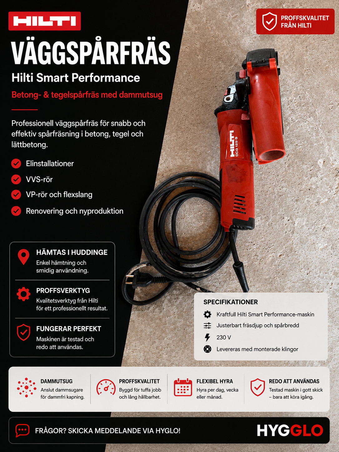 🔴⚪️ hilti väggspårfräs