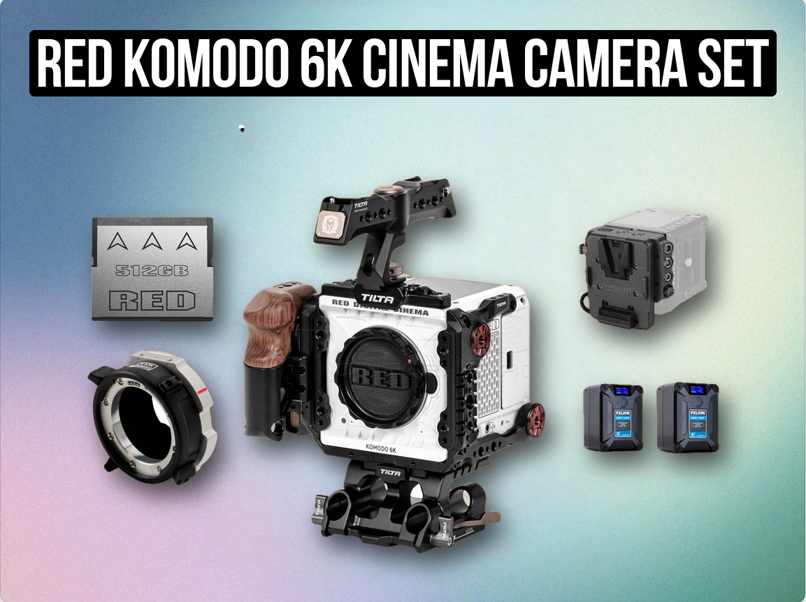 Red komodo 6k cinema camera set rigged up