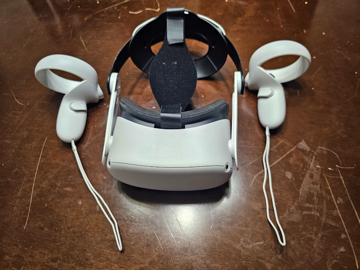 Meta quest vr goggles and remotes