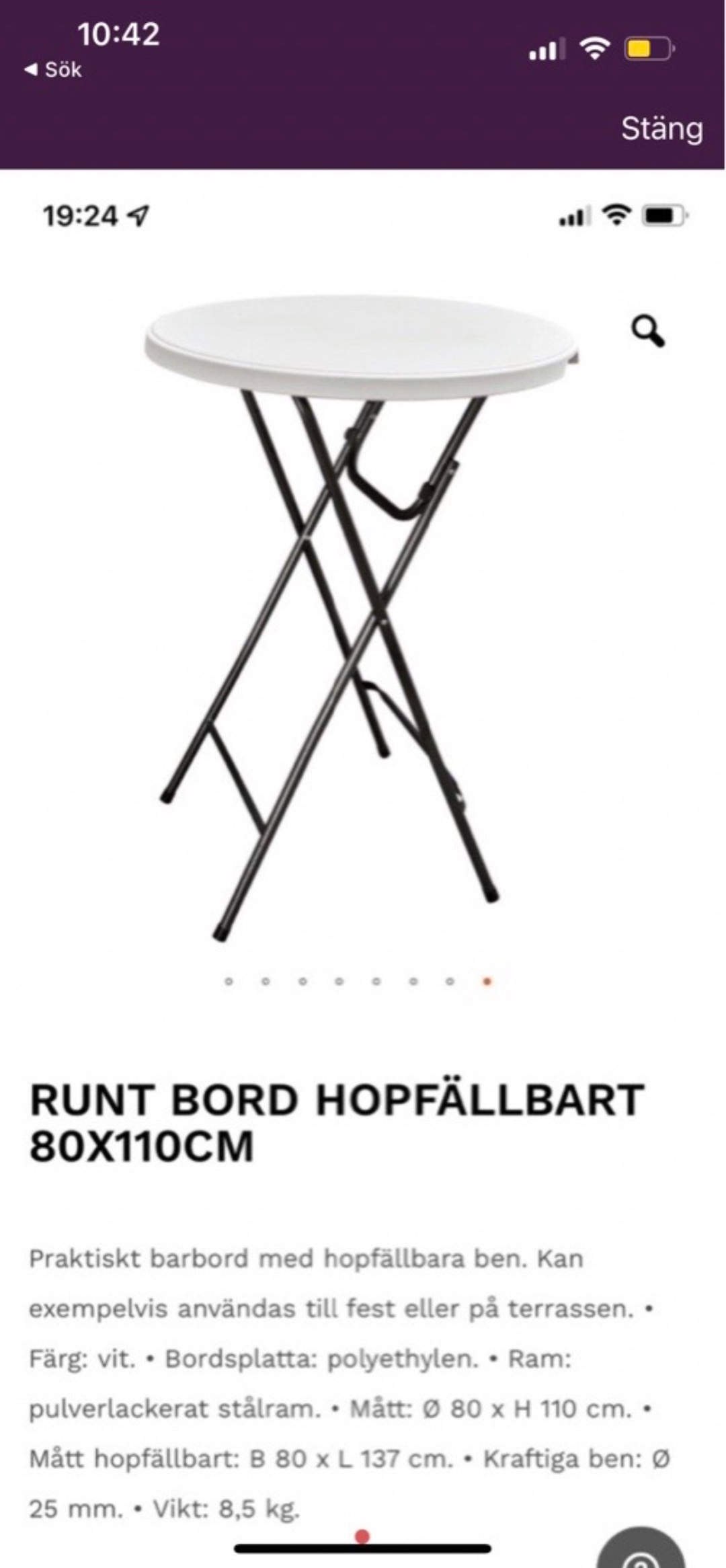 4st ihopfällbara bord