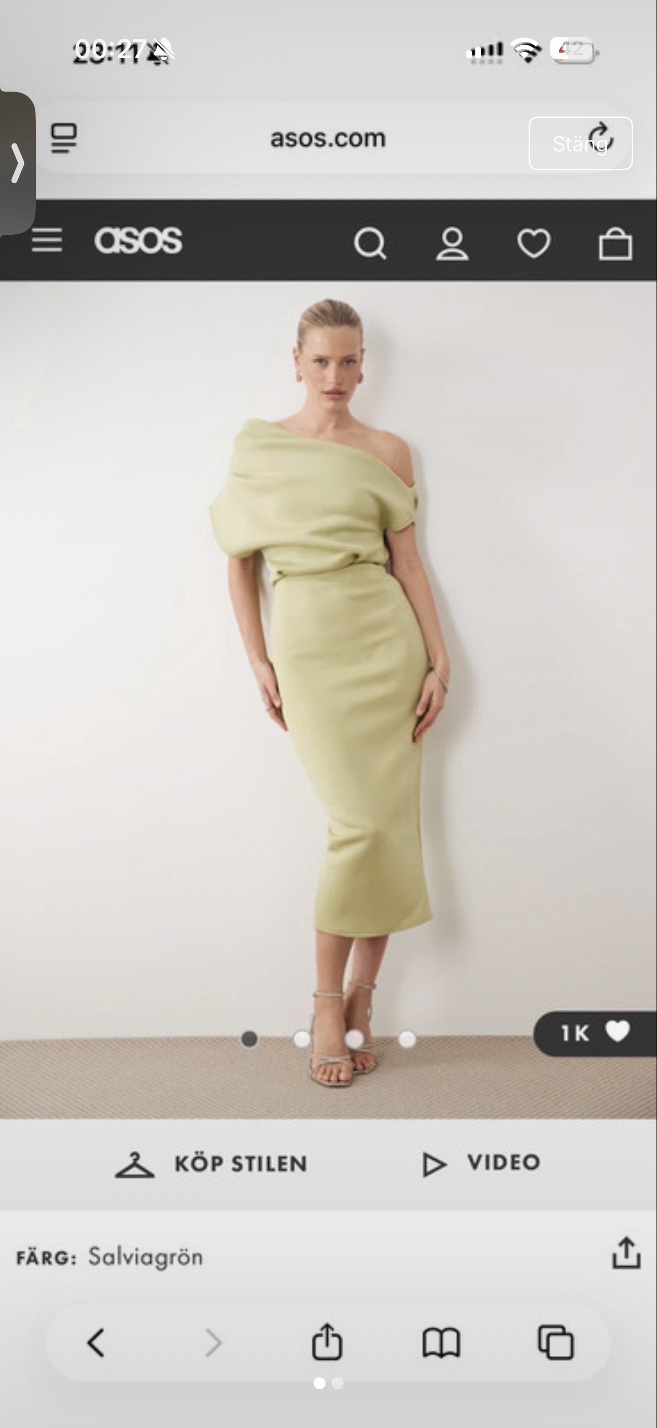 Asos klänning grön 