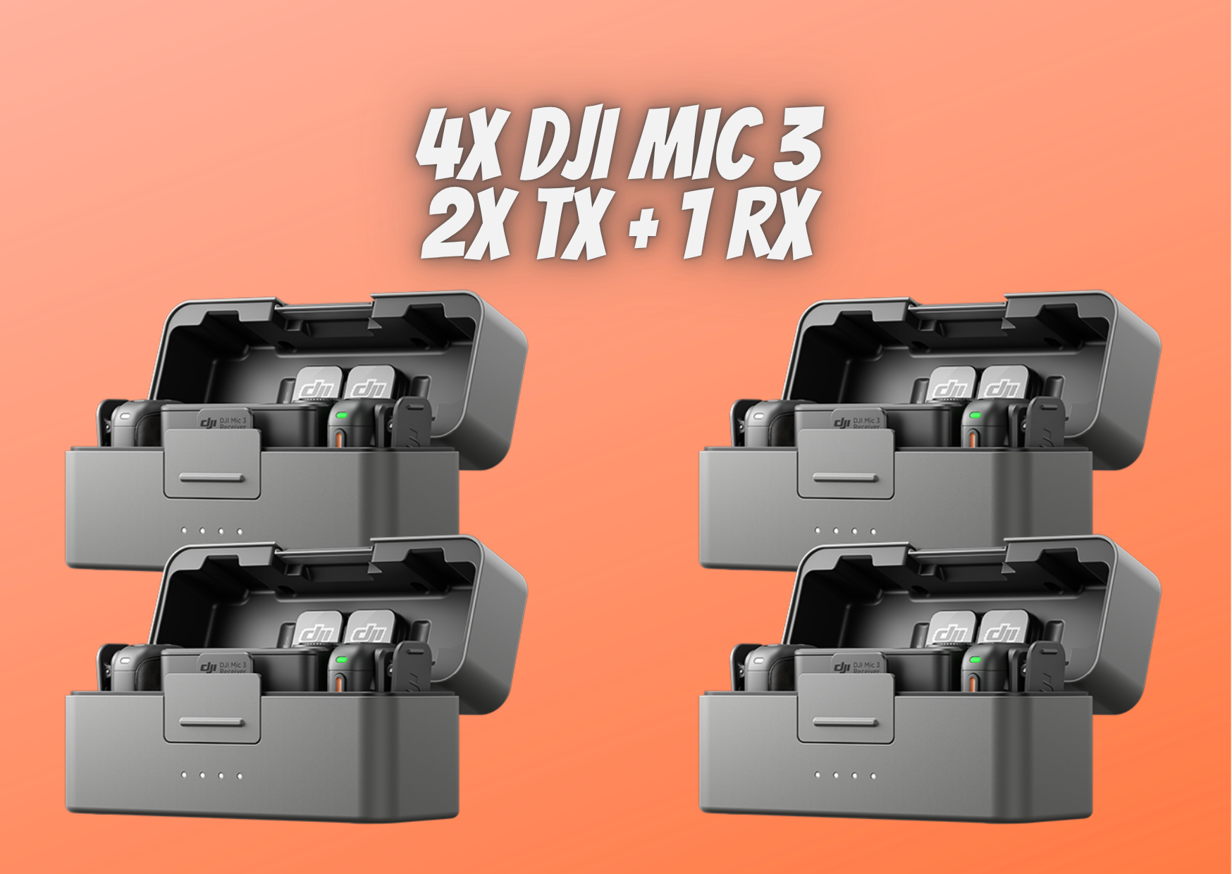 4x dji mic 3 2 tx + 1 rx + charging case interview podcast audio 
