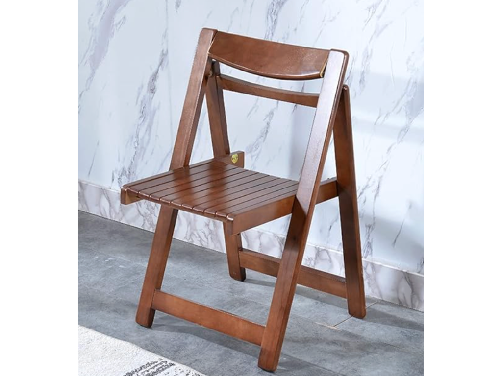 Folding solid wood chairs — set of 4
