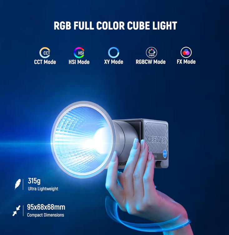 Lightweight rgbw portable led light + diffuser + stand
