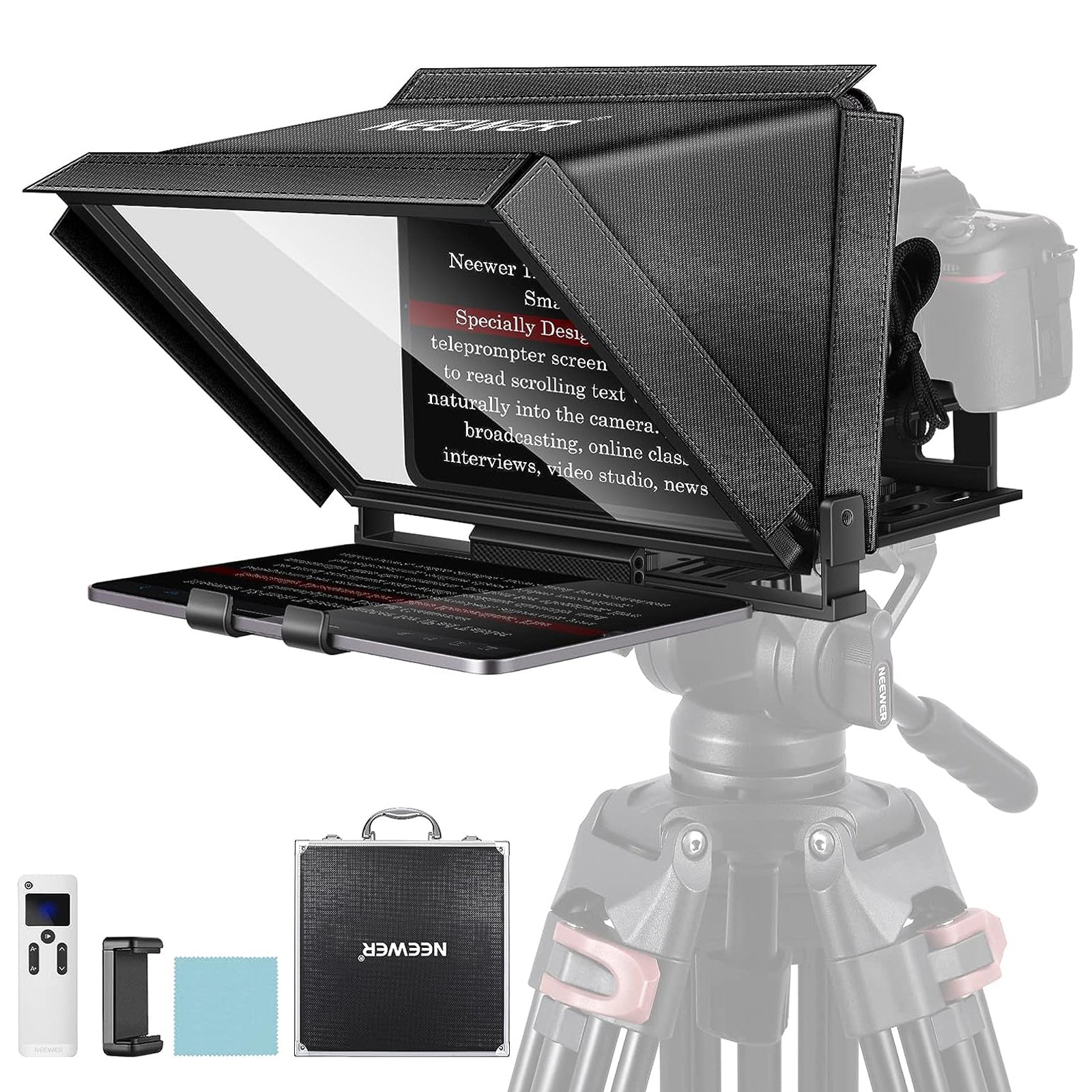 Neewer x12 teleprompter with remote & phone holder