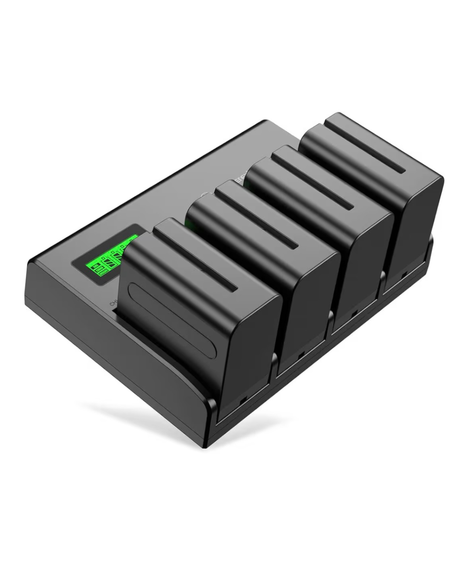 4x npf-970 batteries + charging dock for hire – monitor & light battery rental