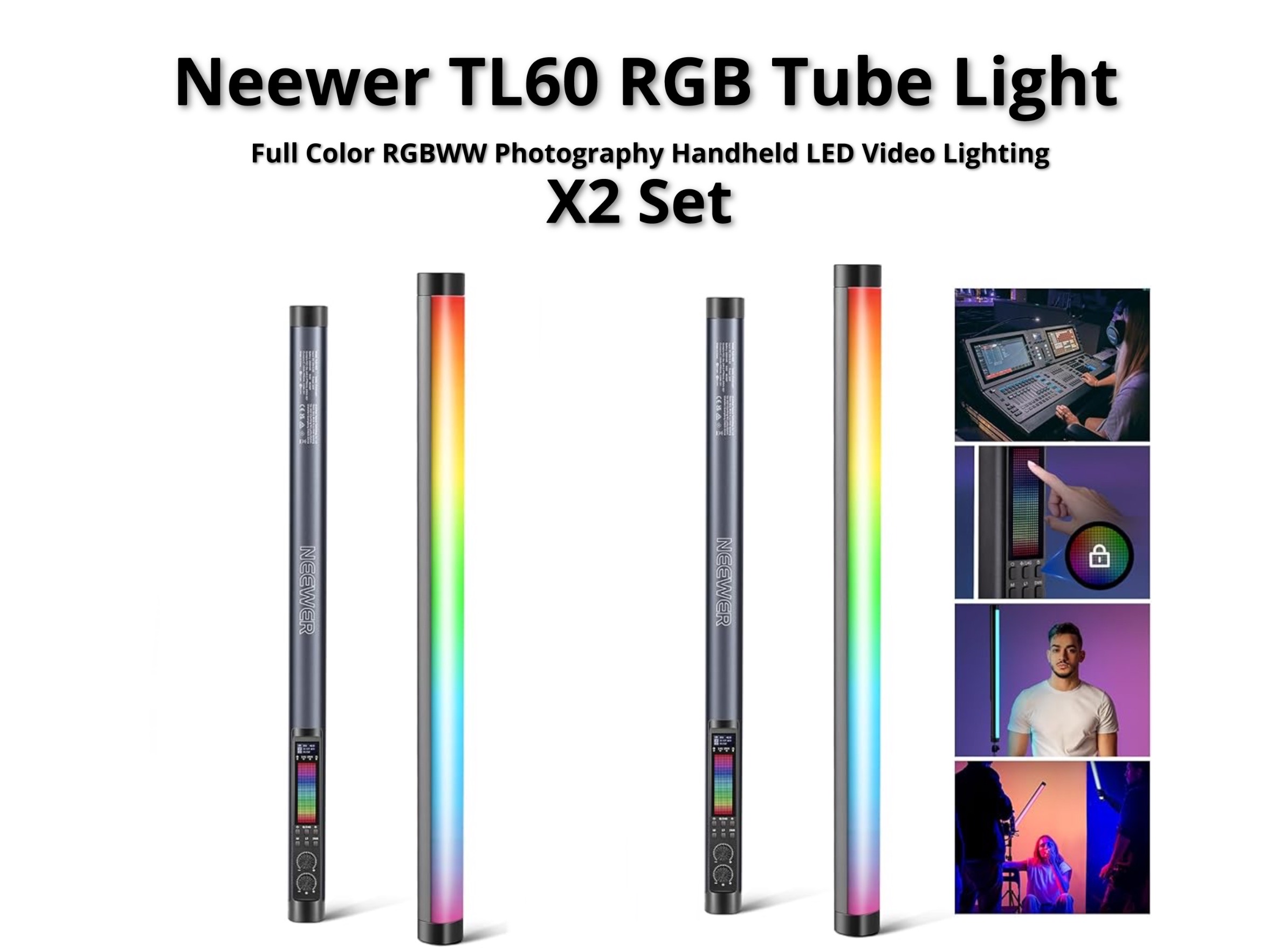 Neewer tl60 rgb tube light x2 set