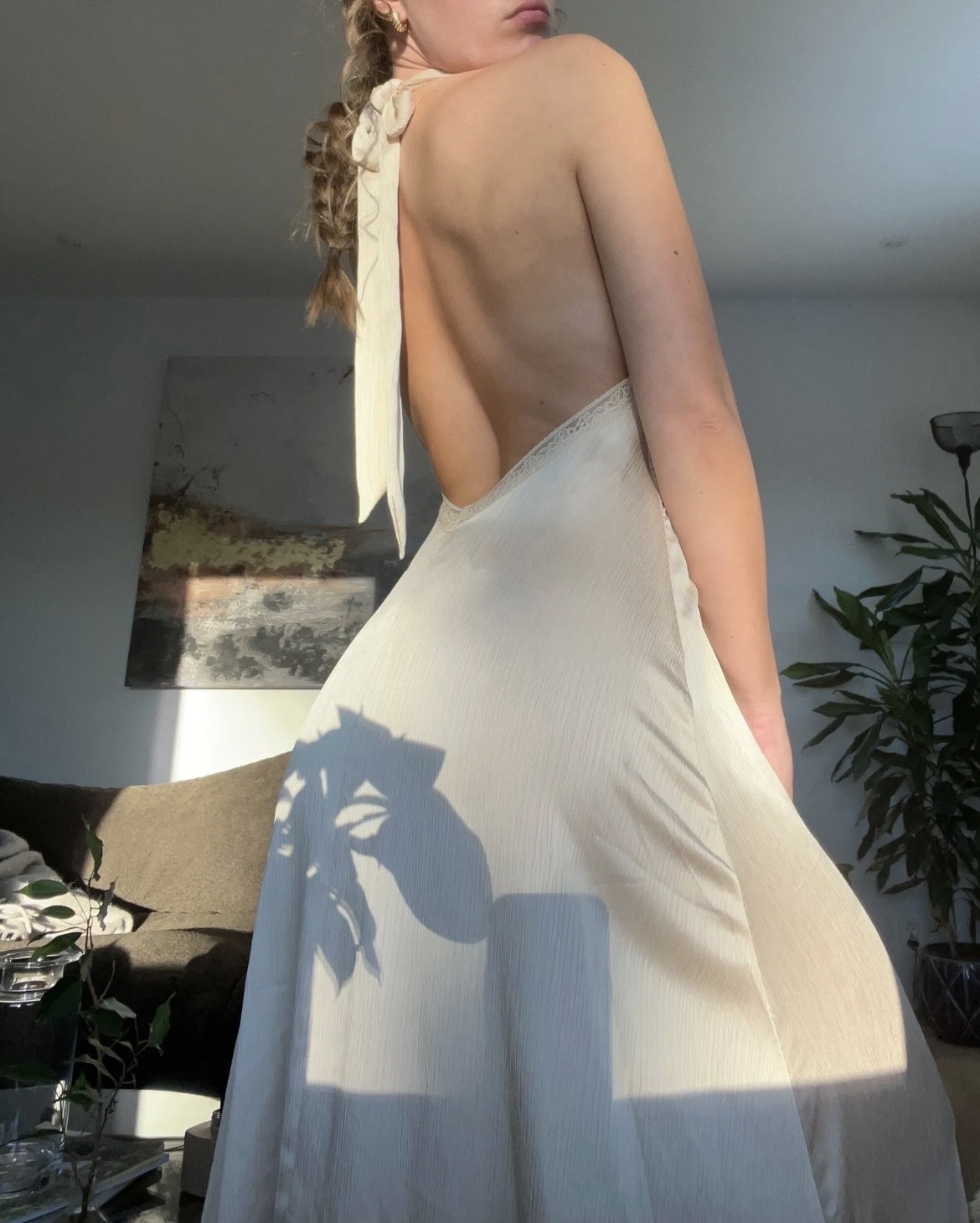 Zara satengkjole med åpen rygg