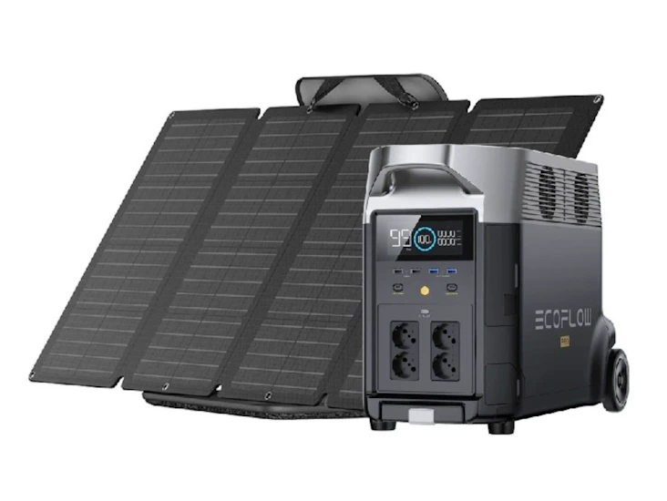 Ecoflow delta pro med portabel solpanel