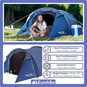 Eurohike shadow 250 nightfall tunnel tent (blue) – brand new, used once