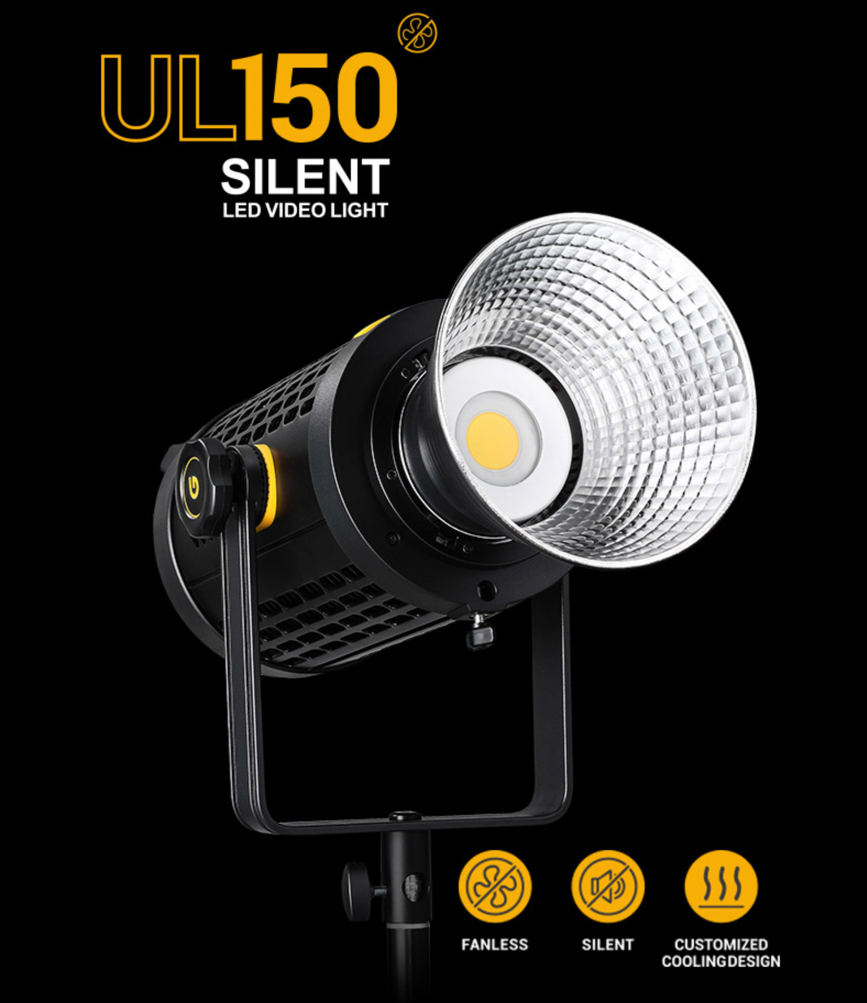 Godox ul150 silent led video interview light 150w + softbox & grid and stand